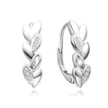 Trendy 925 Silver Leaf Leverback Earrings with Zircon Stone Gold Plated Rose Gold Unisex Engagement Jewelry