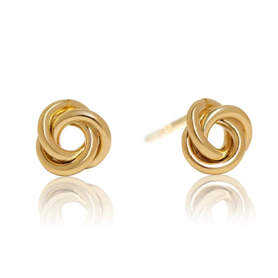 Milskye Hypoallergenic Handmen Jewelry 18k Gold Plated 925 Sterling Silver Mini Knot Studs Earring for Women