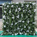 Other Decor Flower and Plant Custom Wedding  Floral Wall Backdrop Decor 3D RollUp Flowerwall Mat Artificial Silk Green Flower