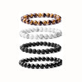 8mm Boho Energy Onyx Healing Stone Bracelet Lava Stone Diffuser for Men Women Buddhist Ball Shape Chakra Bracelet for Healing