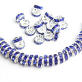 Wholesale 100pcs/bag 6/8mm Blue Metal Color Crystal Rhinestone Rondelle Spacer Beads for DIY Jewelry Making
