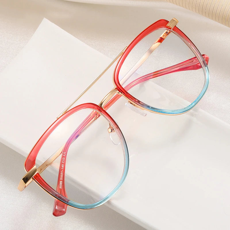 95589 Double-Beam Square Frame With Anti-blue Light Ultralight Glasses Frames Men Women Optical Fashion Computer Glasses