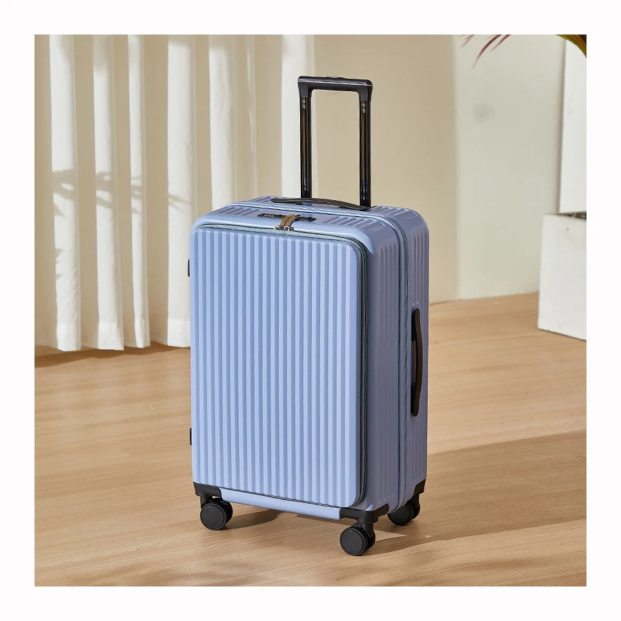RTS Bulk Luxury Spinner Trolley Suitcase Aluminium Frame Business Travel Luggage Front Open Luggage Multi-functional Suitcase
