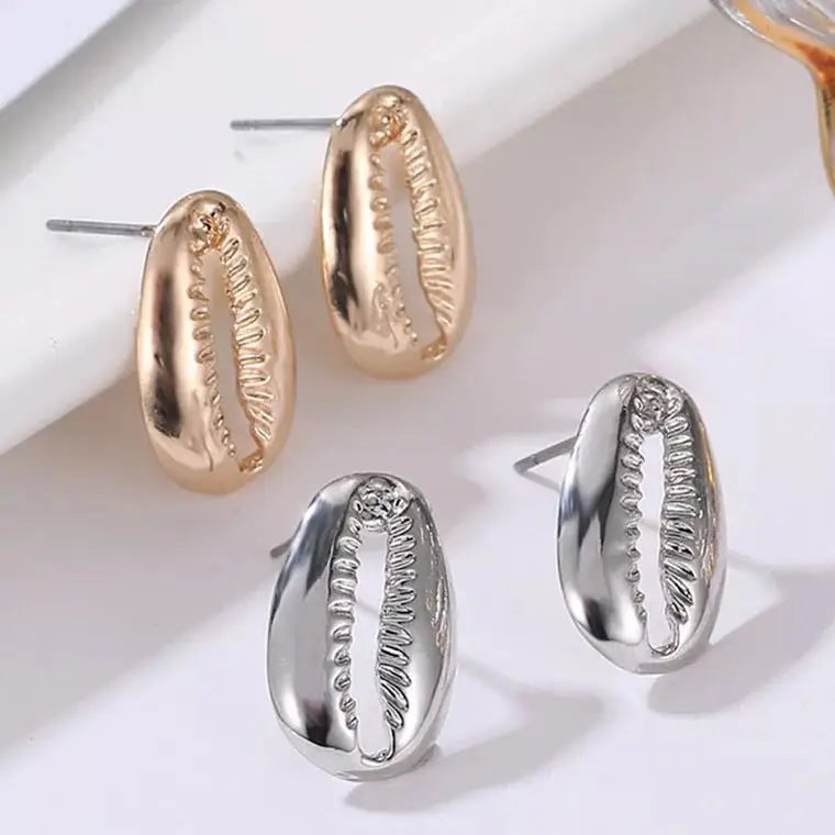 Gold Silver Cowrie Shell Earrings for Women Sea Shell Summer Fashion Earrings Boho Jewelry Stud Earrings