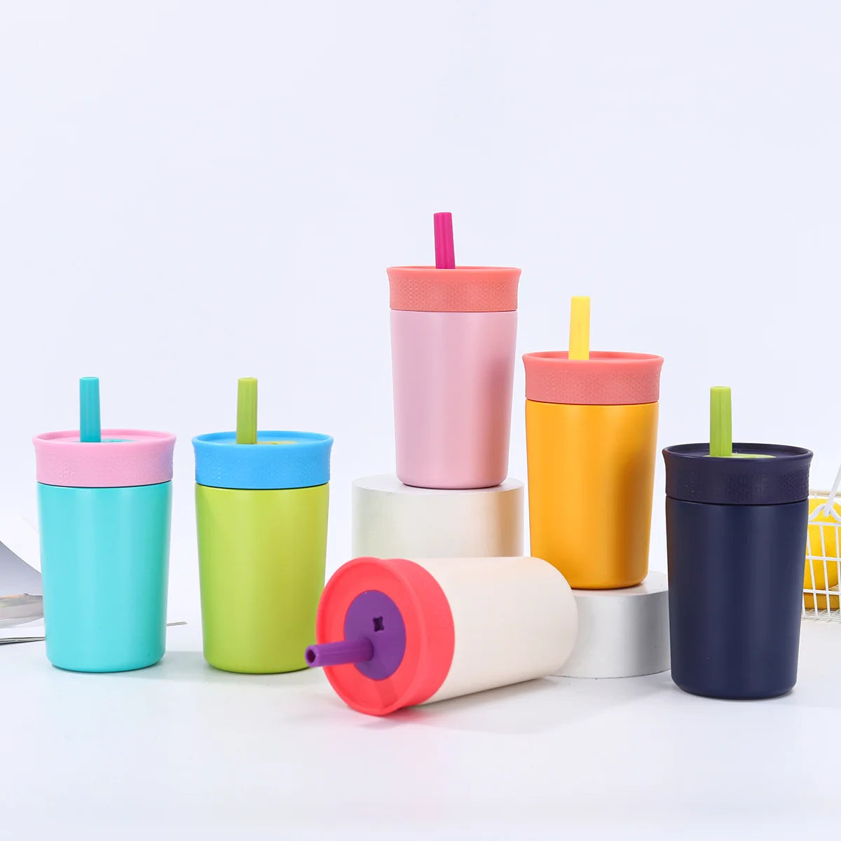 Custom Logo 12oz Insulated Stainless Steel Cute Kids Tumbler Leak Proof Vacuum Double Wall Travel Mug Water Tumbler With Straw
