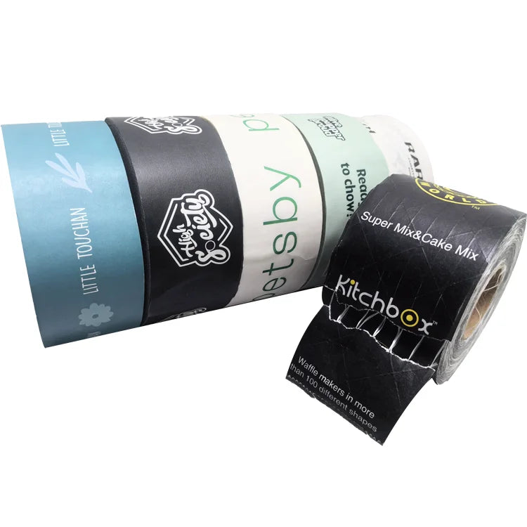 Custom Printed Packaging With logo Fiberglass Gummed Tape Eco-friendly Water Activated Reinforced Kraft Paper Tape