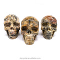 Wholesale Natural yellow Crazy Lace Agate skulls hand made crystal crafts Crazy Lace Agate skulls for home decoration or sale
