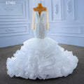 Rsm67461 Mermaid Wedding Dresses 2022 Luxury Long Sleeve Lace Beaded Cake Dress Bridal Dress