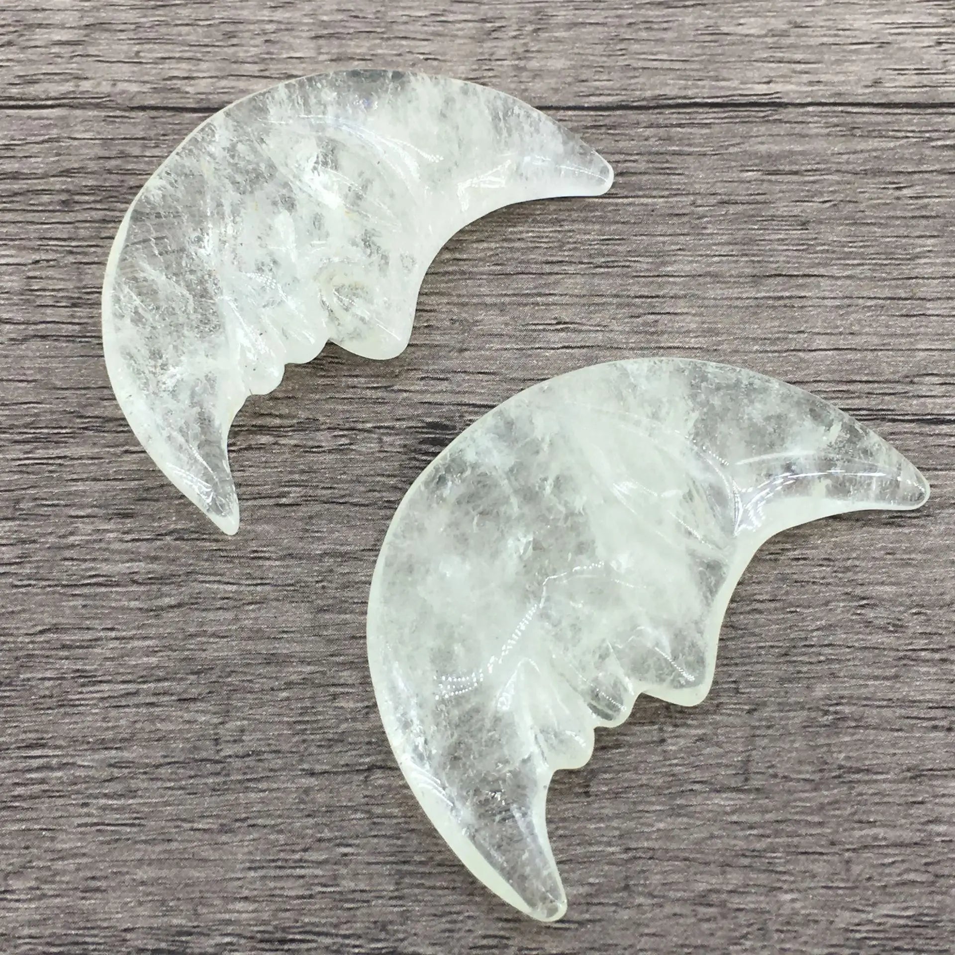 DIY Factory Produce Natural Silver Obsidian Crystal Sun and clear Quartz Moon Face