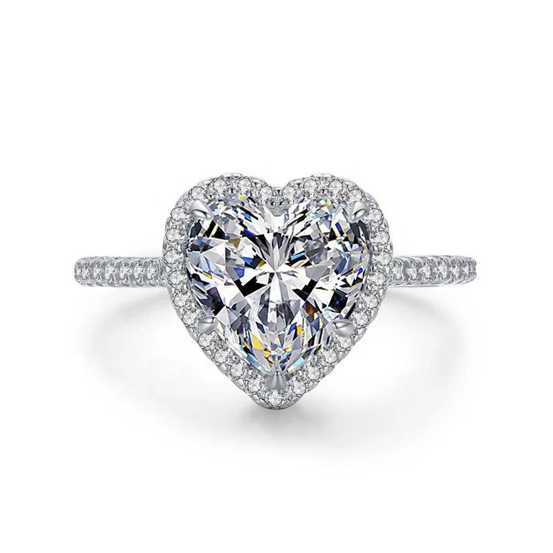 JZ1480 925 Sterling Silver 5A Heart Cut Crystal Zircon Engagement Rings for Women Elegant Wedding Party Jewelry Anniversary Ring