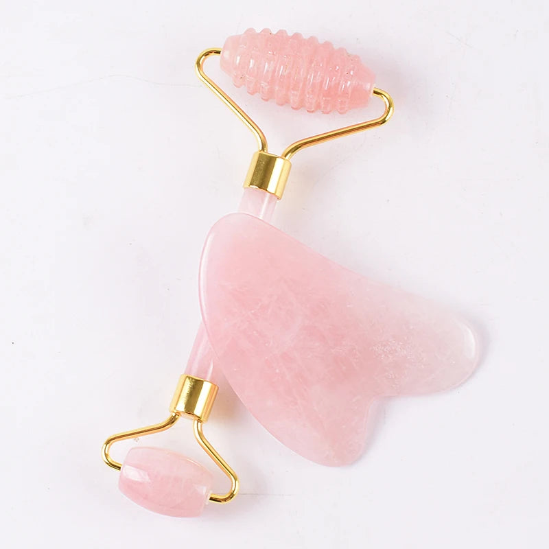 Diy Face Jade Eye Roller for Sleeping with Rose Quartz Sawtooth Jade Roller and Gua Sha Skin Care Serum