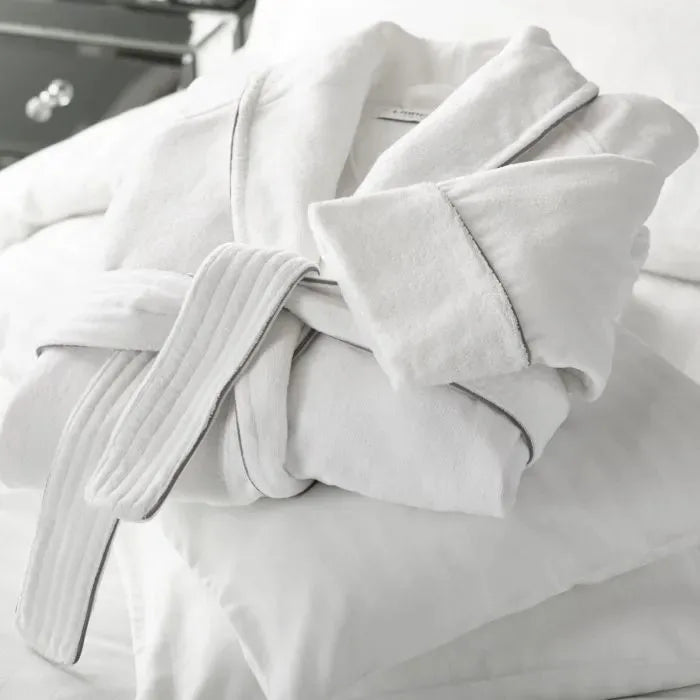 White Bathrobe Cotton Terry/velour Hotel Bathrobe Spa Robes with Embroidery logo Luxury Bathrobe for Men Women Long Bath Robe