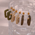 Light Luxury Rectangle Micro Pave Shining Zircon Hoop Earrings Stainless Steel Tarnish Free Colorful Cz Stone Earrings