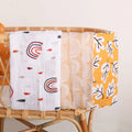 Kangobaby 110*120cm Baby Muslin Swaddle Blanket Soft Bath Towel and Wrap 2-Layer Cotton Knitted Fabric for Bath Time