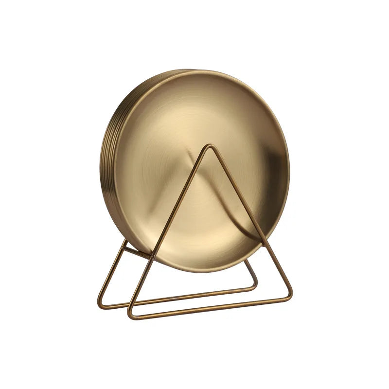 4pcs of 14/17/20cm Wedding Gold Plated Serving Dishes Hotel Supplies Bbq Charger Dishes Plates Set With Stand for Restaurant