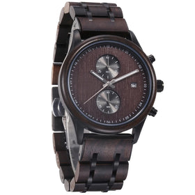TJW Luxury Men's 42mm Dial Wooden Watch Seiko VD51 Movement 22mm Band Width Business Charm 3bar Water Resistance Depth Pointer