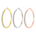 316L Stainless Steel Zircon Hip Hop Setting CZ Large Hoop Earrings 5A Zircon High Quality Silver/18K Gold/Rose Bling Hoop Stud