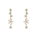 AA00529 Retro Gold Plated Flower Shape Cubic Zircon Stud Earrings 925 Sterling Silver Tassel Earrings for Women