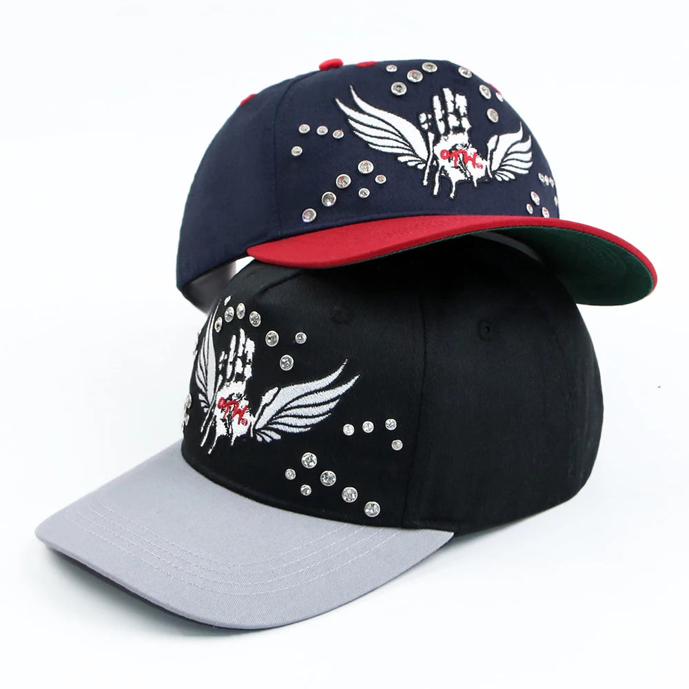Custom Cotton Two Tone 5 Panel Hats With Custom Logo Embroidery Rhinestone Hat Outdoor Sports Caps Gorras Baseball Cap