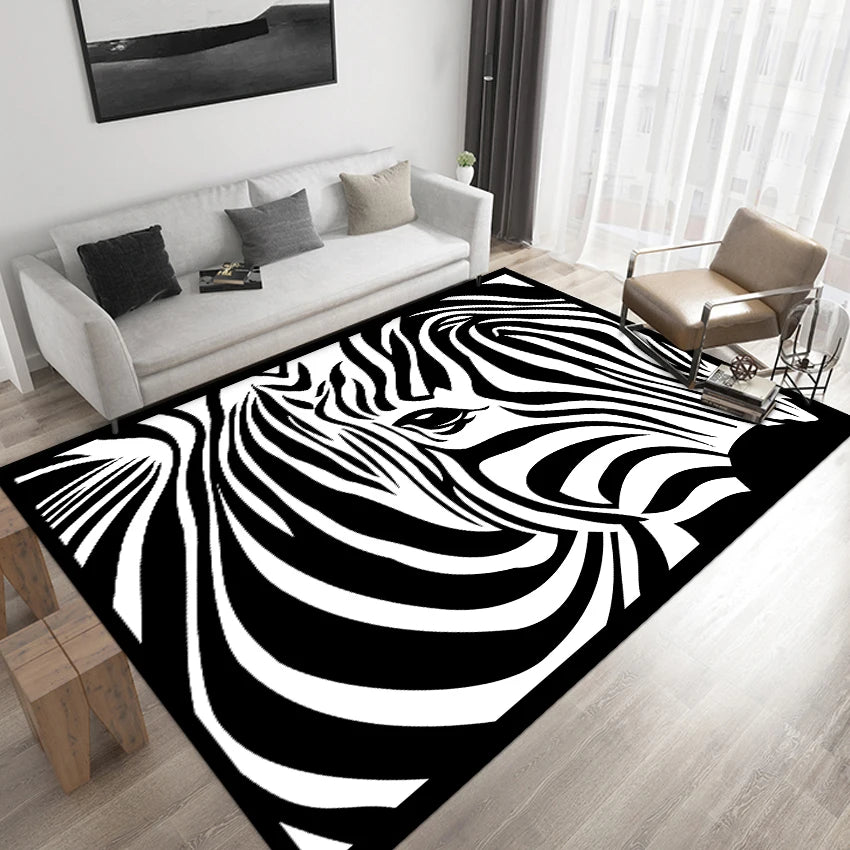 Modern Silk Animal Rug Bedroom Zebra Stripe Carpet Floor Mats Home Printed Rug Custom Plastic Bag Living Room 100% Polyester 12e