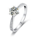 925 Sterling Silver Moissanite Engagement Ring Rhodium Plated Classic Solitaire Design Anniversaries Weddings Moissanite Ring