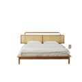 Classic Modern Double Bed Frame Solid Oak and Pine Wood Simple Soft Style Customizable Size for Bedroom or Hotel Home Use