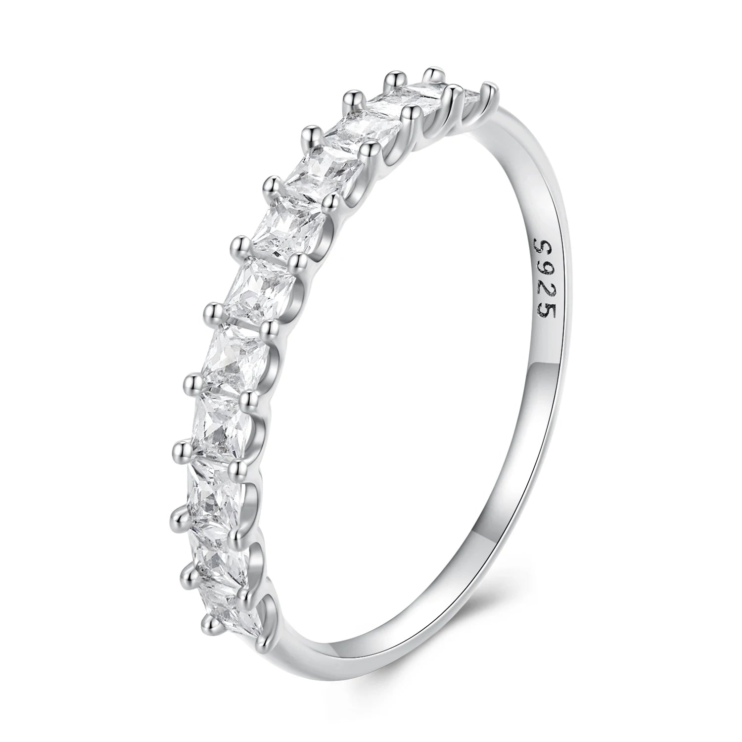 Factory Bamoer 925 Sterling Silver Shiny Zircon Finger Ring for Women Anniversary Valentine's Day Gift Fine Jewelry BSR408