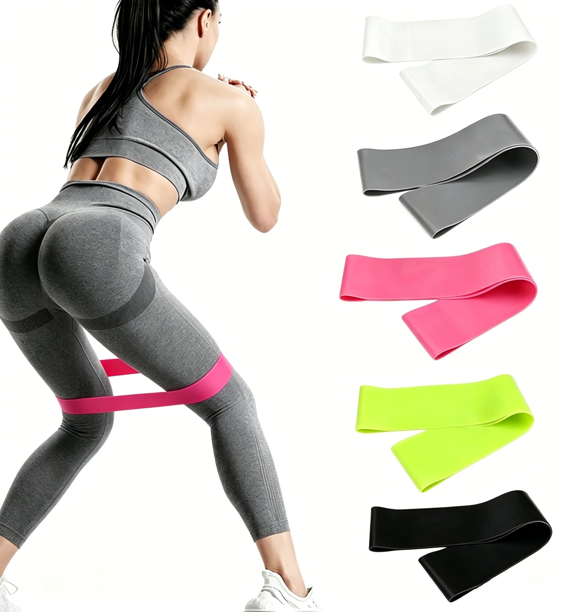 Wholesale TPE Resistance Loop Bands Set 5 Levels Heavy Duty Yoga Exercise Bands with Carry Bag for Glute Hip Training