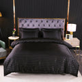 Luxury Satin Silk Hotel Bedding Sets New Arrival 100% Polyester Modern Striped Duvet Cover for Queen/King Size Purple for Home