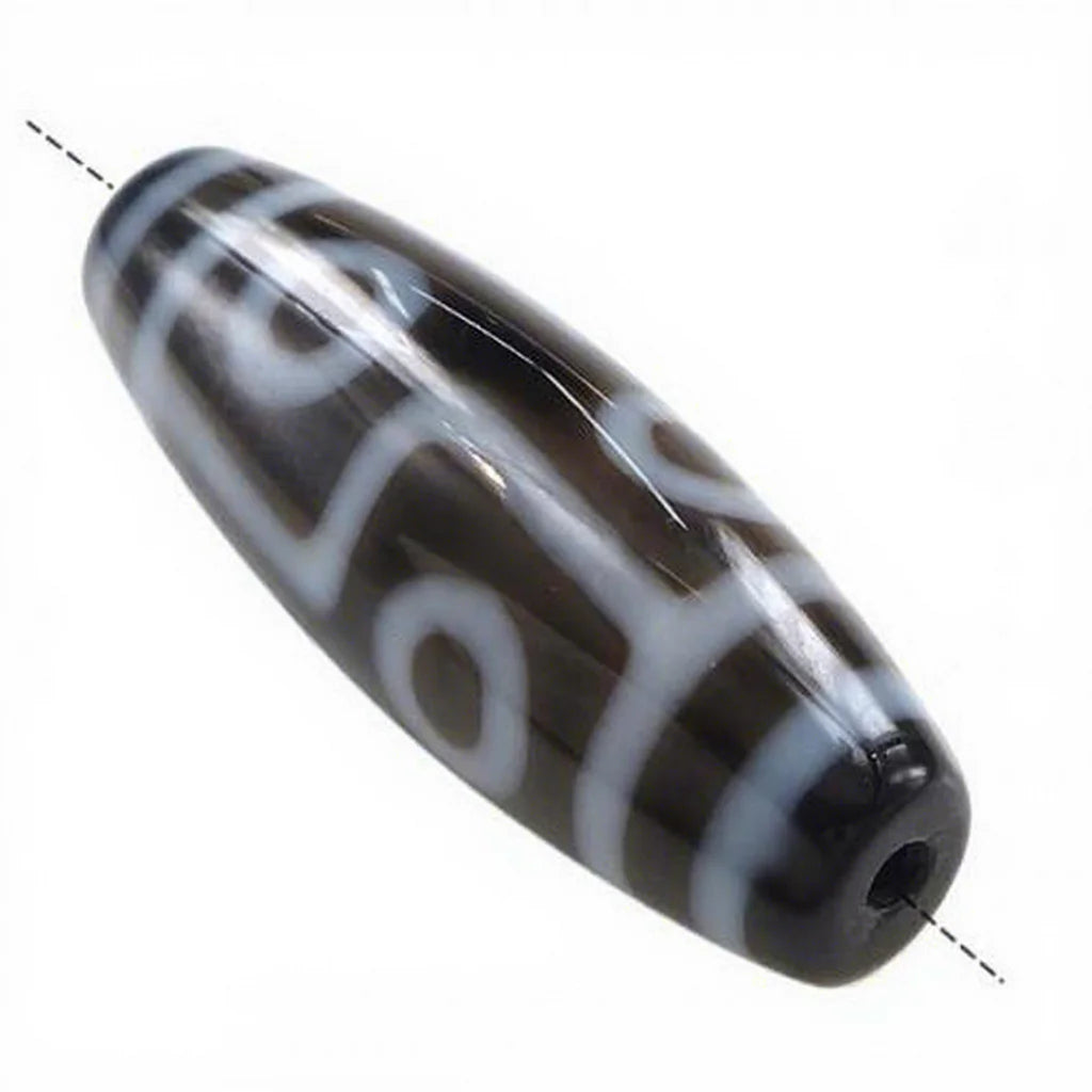 Wholesale Buddhist Jewelry Natural Tibetan Agate Dzi Beads Oval Six-eyed Two Tone 38x12mm Hole:Approx 2.5mm 814646