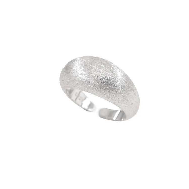 Minimalist Brushed Wide  Ring Adjustable Open 925 Sterling Silver Finger Rings Fashion Jewelry for Women