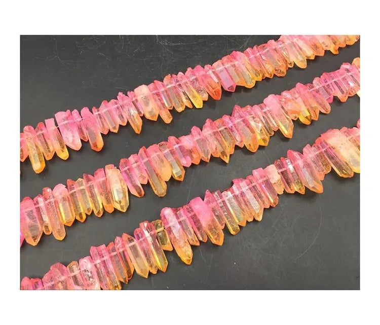 2025 Customizable Different Size Natural Quartz Crystal Colorful Angel Aura Electroplating Point