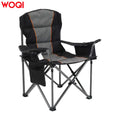 WOQI Modern Style Outdoor Camping Chair Foldable Beach Chair Cup Holder Cooler Bag for Park Featuring Metal Customizable Logo