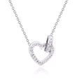 Dainty Crystal Diamond Zirconia Jewelry Interlocking Heart Shape Pendant Necklace