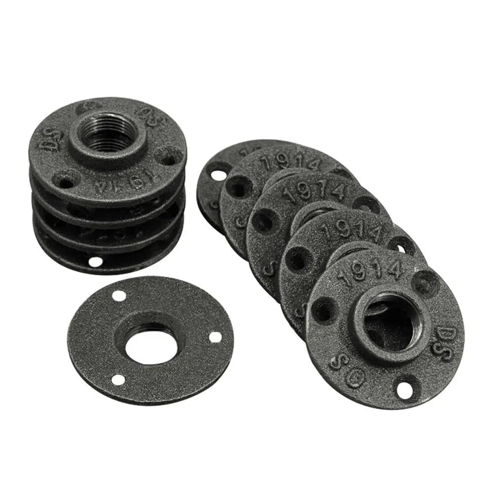 3/4" Industrial Rustic Iron Pipe Shelving with Elbow Brackets Low Pressure Pipe Fitting Floor Flange Painted Surface Treatment