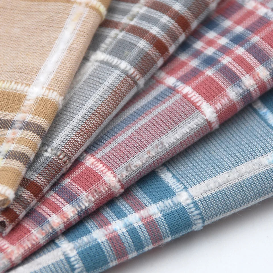 Men Boy Suiting Cloth Yarn Dyed Dobby Woven Plaid 100% Cotton Check Shirt Fabric