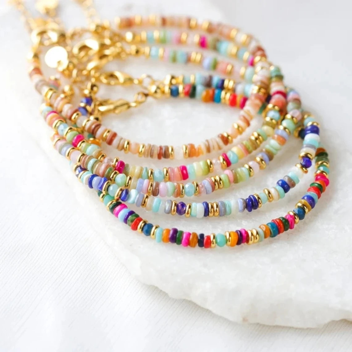 Go2boho Macaron Natural Stone Design Boho Handmade Multicolor Fashion Jewelry Delicate Abacus Beaded Bracelets Women Trendy MegaBDM