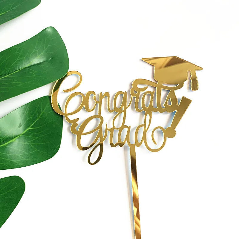 Class of 2021 Acrylic Gold Silver Congrats Grad Cake Topper for Cake Decoration Party Supplies I Did It