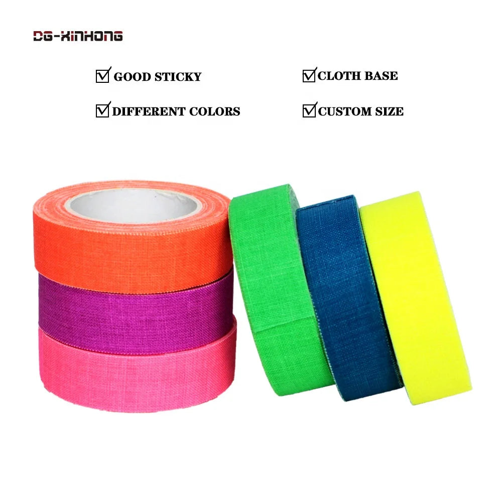2- Colorful UV Resistant Party Decoration Reflective Blacklight Glow in the Night Nylon Cloth Fluorescent Gaffer Adhesive Tape