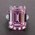 CAOSHI Simple Shiny Big Rectangle White/Pink Stones Bridal Wedding Zirconia Rings Noble Lady Crystal Woman Rings Jewelry