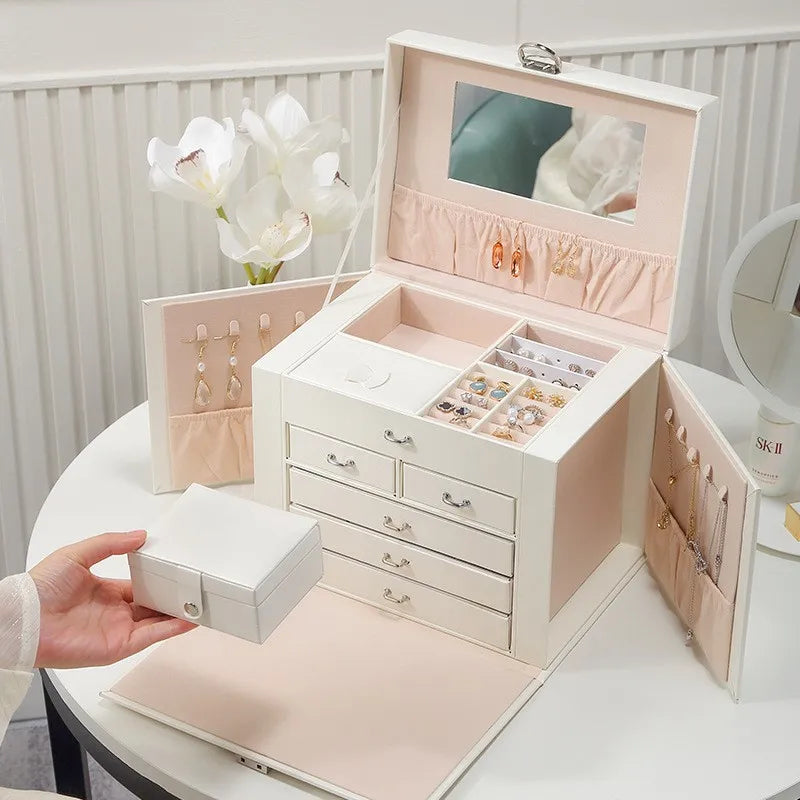 Large Capacity Princess Style Jewelry Storage Box Creative ultra Multi-layer Drawer Portable Jewelry Box Jewelry Sorting Box