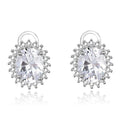 Luxury Fine 925 Sterling Silver Fashion Oval Shape CZ Diamond Stud Earrings for Women