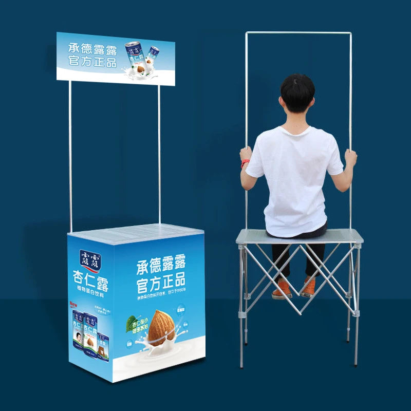 Hot Sale Trade Show Booth Tension Fabric Square Counter With Acrylic Display Rack Exhibition Booth Promotion Table