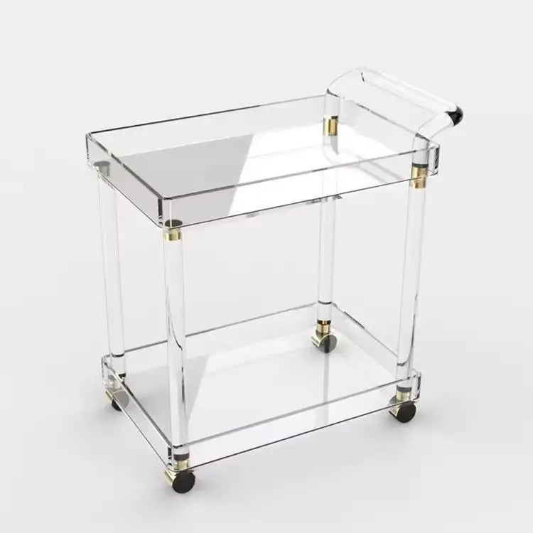 Modern Home Kitchen Food Delivery Cart Metal Acrylic Trolley for Dining and Hotel Service Fashion Removable Design