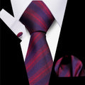 Burgundy Mens Tie Set Red Floral Silk Tie for Men Wedding Party Necktie Handkerchief Cufflinks Set