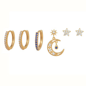 LD Hot Selling Trendy Fashion Stud Earring Set Classic Moon Geometric Minimalist 18K Gold Stud Earring