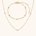 Dingran Fashion Stainless Steel Jewelry Set 18k Gold Plated Zircon Necklace and Bracelet Set for Women