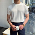 M-3XL Round Neck Straight Tube Short Sleeved Knitted Sweater Youth Popular Men's Pullover Casual Summer Sweater Shirts