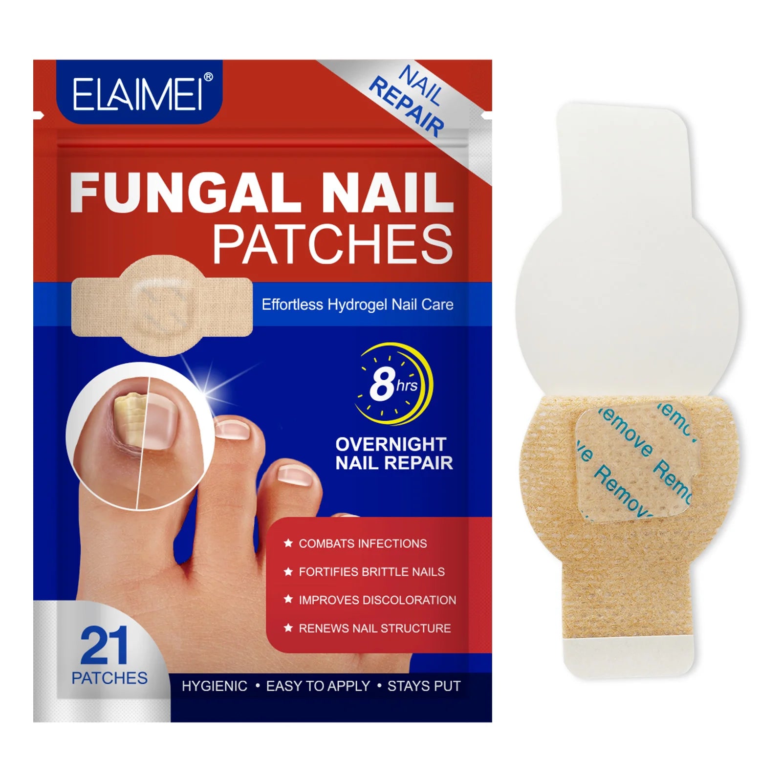 21pcs ELAIMEI Herbal Nail Supply Private Brand Healthy Nail Fungal Patches for Repair