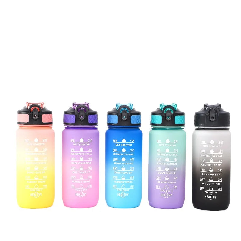 Hot Sale 600ML Tritan Plastic BPA- Free Motivational Fitness Water Bottle Drinking Sports Bottles with Carry Strap